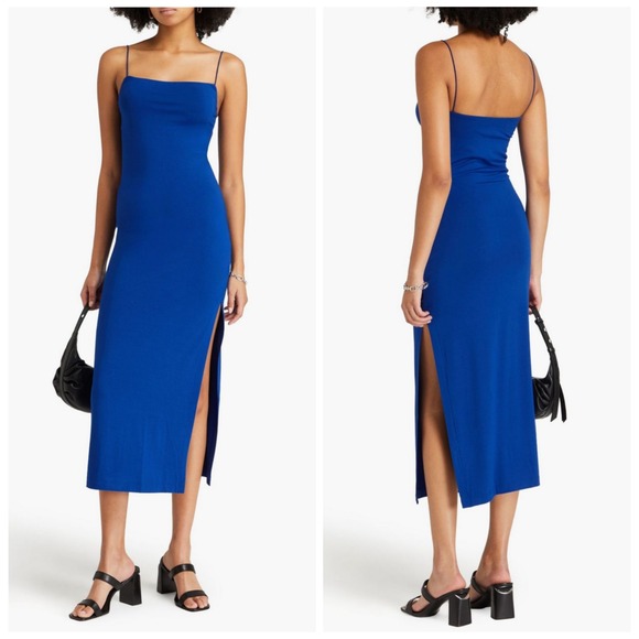 Enza Costa Dresses & Skirts - ENZA COSTA Jersey Midi Slip Dress Women XS Royal Blue Spaghetti Strap Luxury NEW